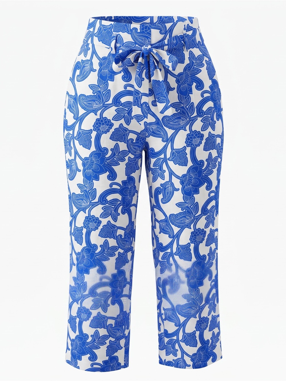 Boden Blue White Floral Print Tie Waist Pants US 16-18 NWT